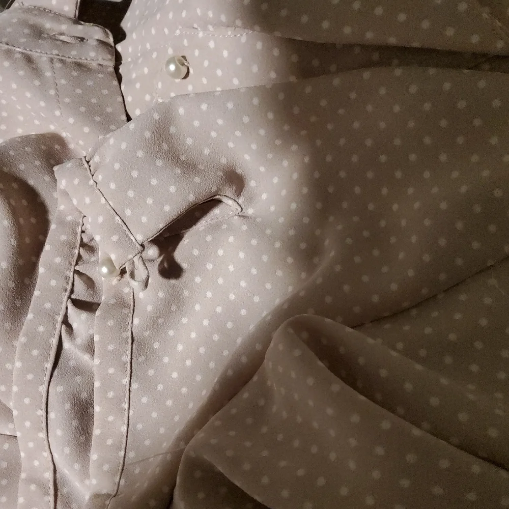 Anne Klein Beige Polka Dot Blouse